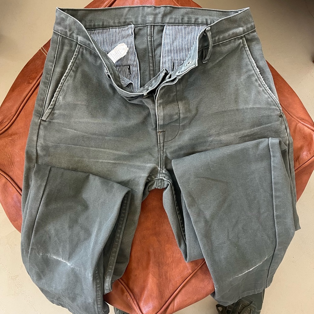 Left Field NY Slim Army Green Duck Canvas Chino Size 32